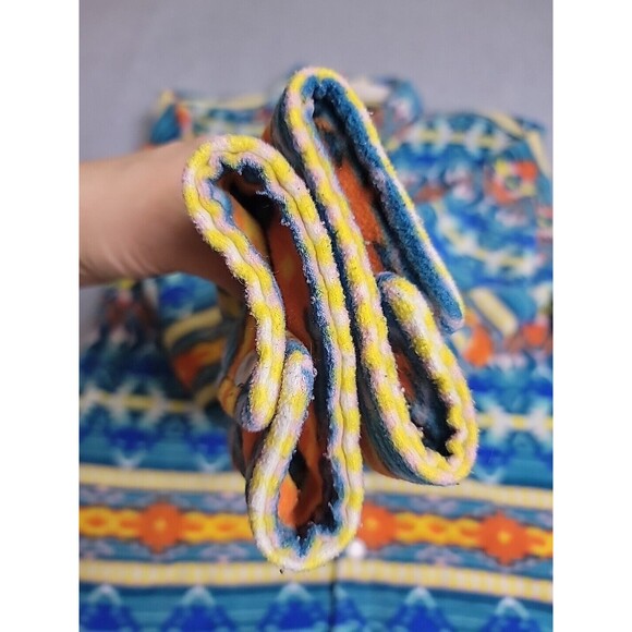 RF Brand Shirt Shacket Mens L Aztec Fleece Orange Blue Yellow Snaps Pockets READ - Picture 11 of 16